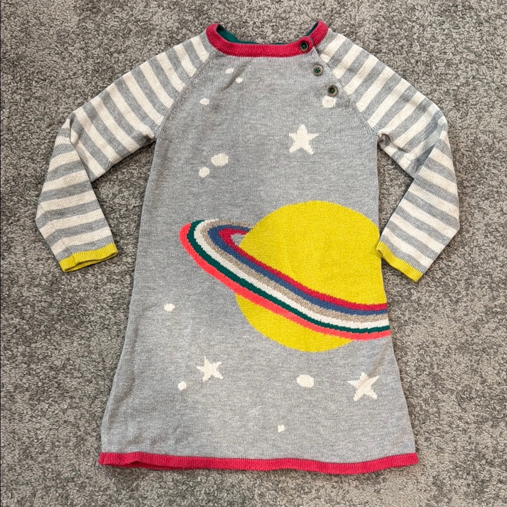 Gray Knit Dress with Saturn Design
